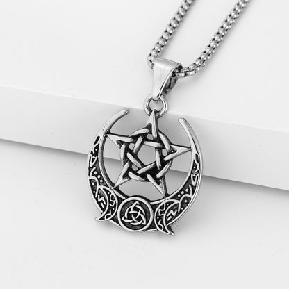 Triple Moon Pentagram Protection Necklace