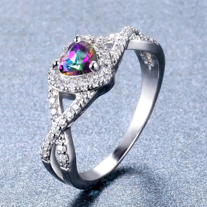 Rainbow Topaz Love Ring