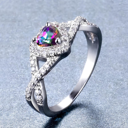 Rainbow Topaz Love Ring