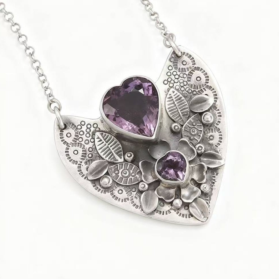 Amethyst Heart Garden Necklace