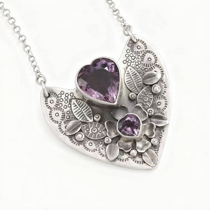 Amethyst Heart Garden Necklace