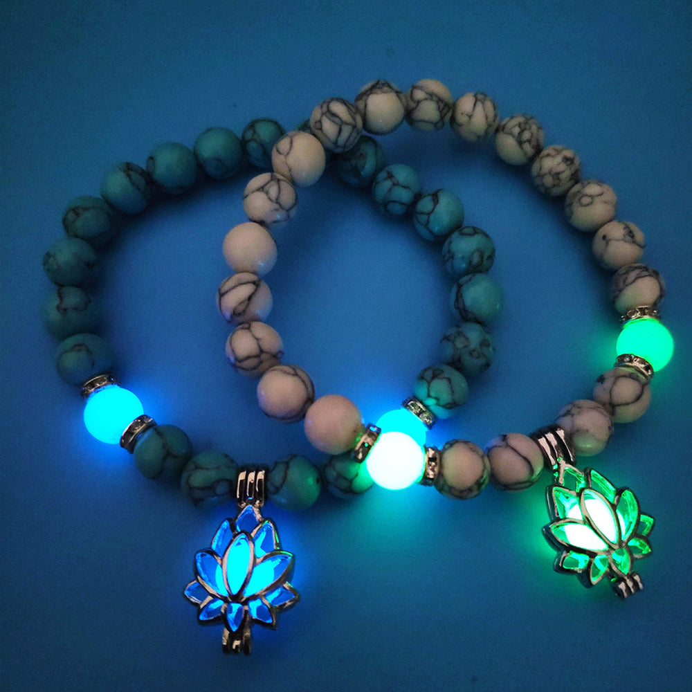 Luminous Lotus Energy Bracelet - Glow-in-the-Dark Natural Stone Healing