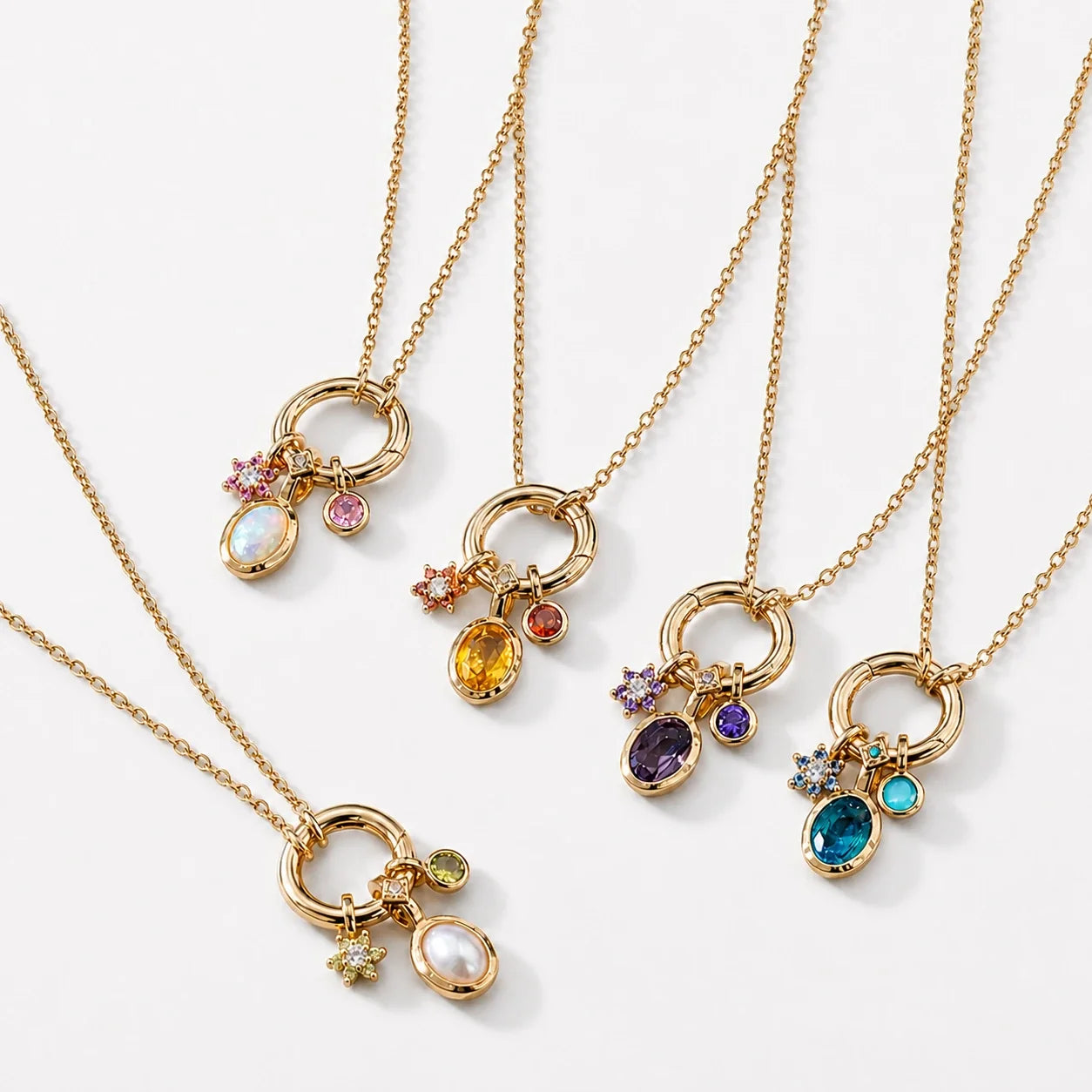 Birthstone Protection Charm Necklace studio product photo