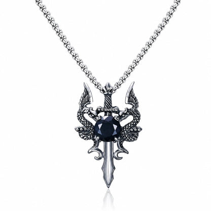 Twin Dragon Blade Necklace