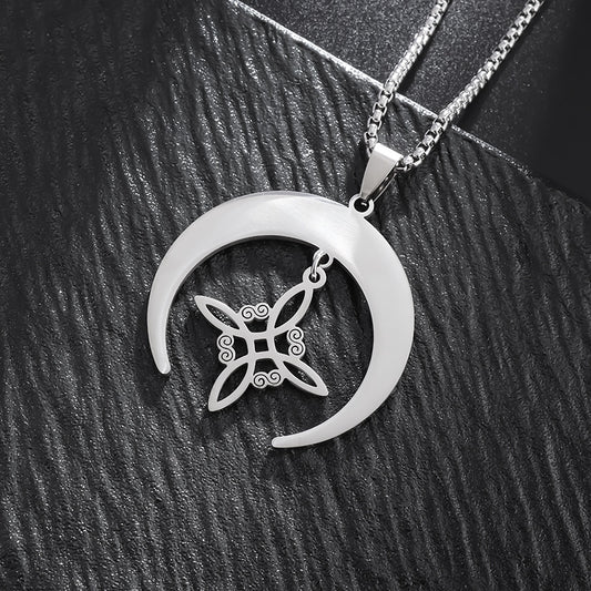 Witches Knot Crescent Moon Necklace