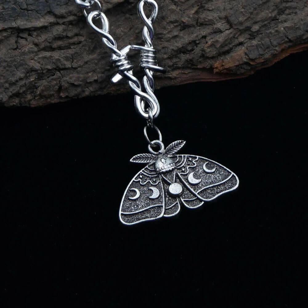 Gothic Death Moth Necklace