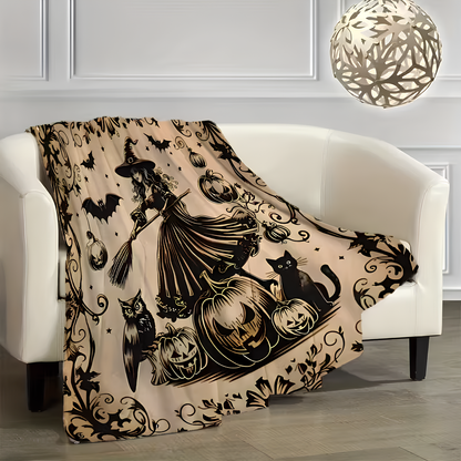 Enchanted Pumpkin Witch Blanket