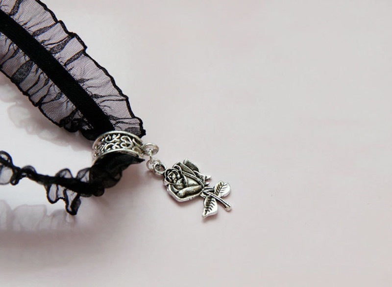 Midnight Blossom Enchantment Goth Choker Necklace