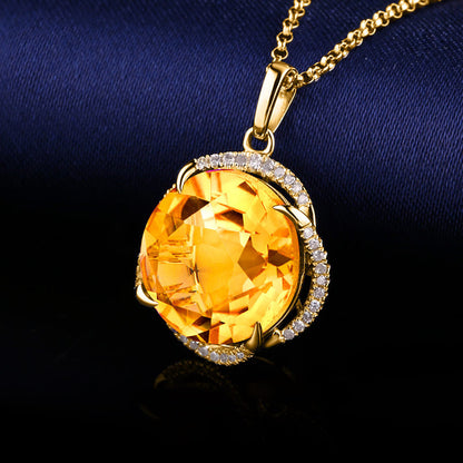 Yellow Topaz Prosperity Crystal Necklace