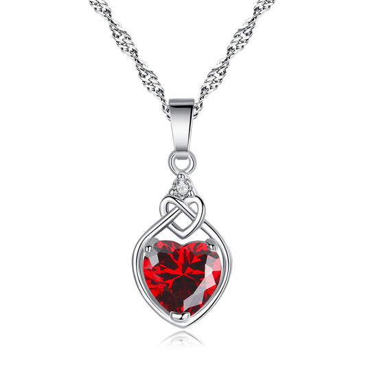 Eternal Heart Ruby Crystal Necklace