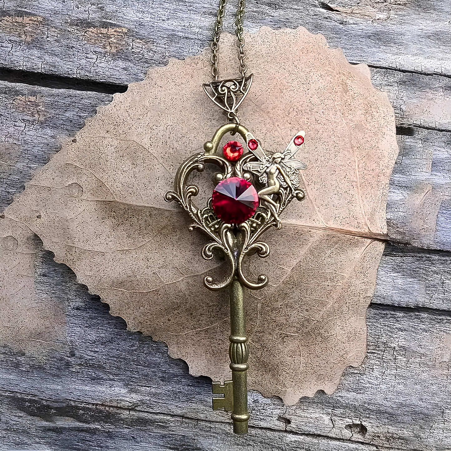 Lilith’s Crimson Heart Key Necklace