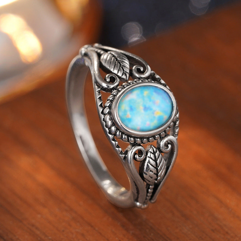 Verdant Opal Leaf Ring