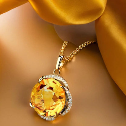 Yellow Topaz Prosperity Crystal Necklace