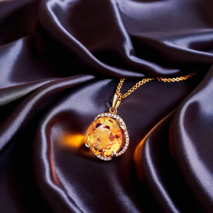 Yellow Topaz Prosperity Crystal Necklace