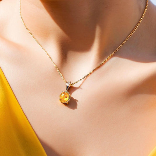 Yellow Topaz Prosperity Crystal Necklace