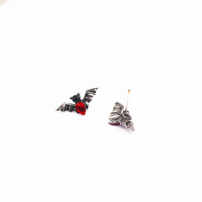 Red Gemstone Bat Stud Earrings