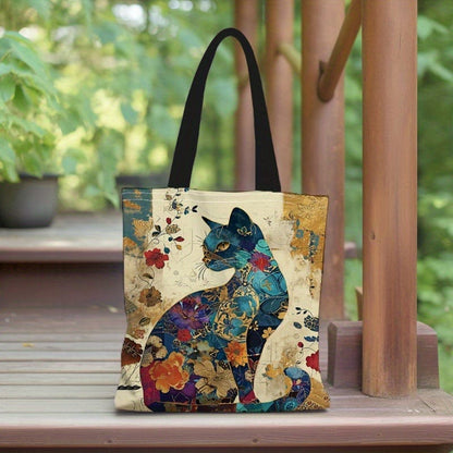 Floral Familiar Cat Tote Bag