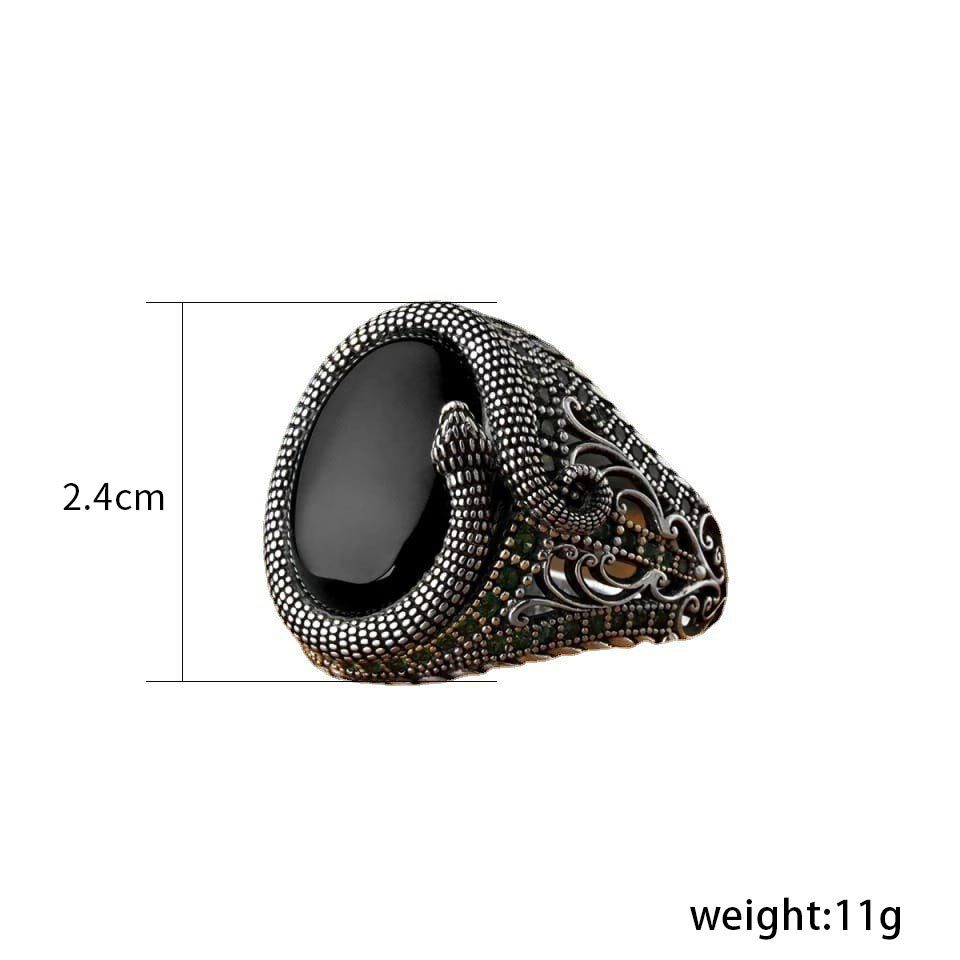 Obsidian Serpent Sigil Ring