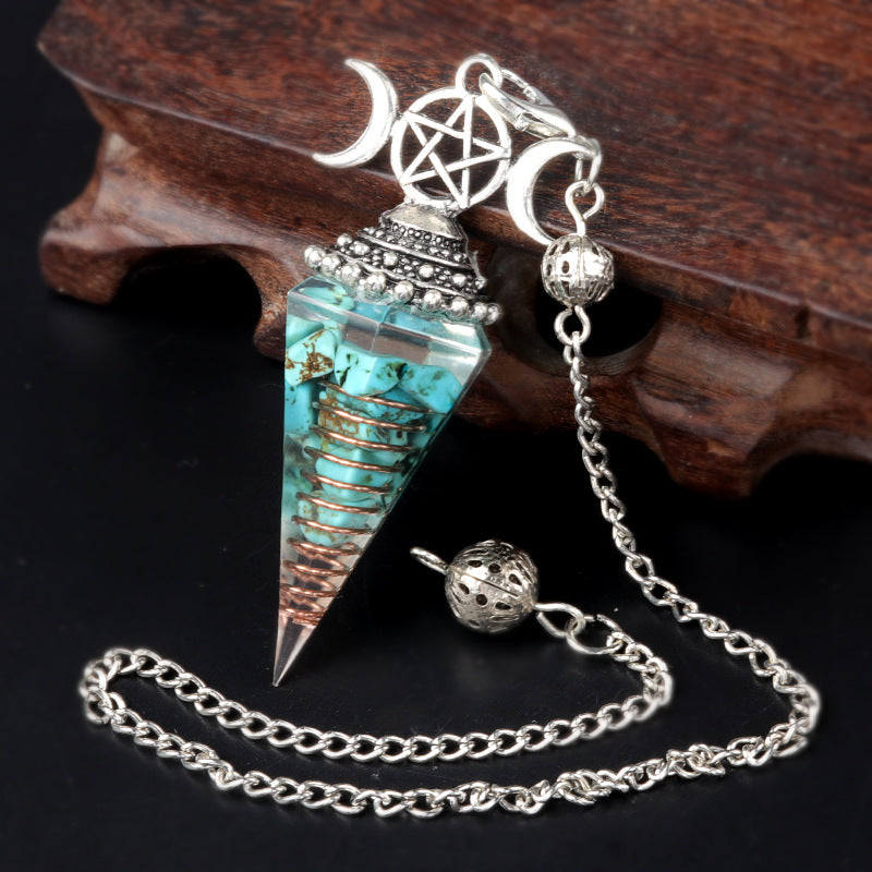 Triple Goddess Crystal Pendulum Necklace
