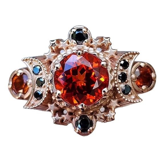 Crimson Celestial Trinity Ring