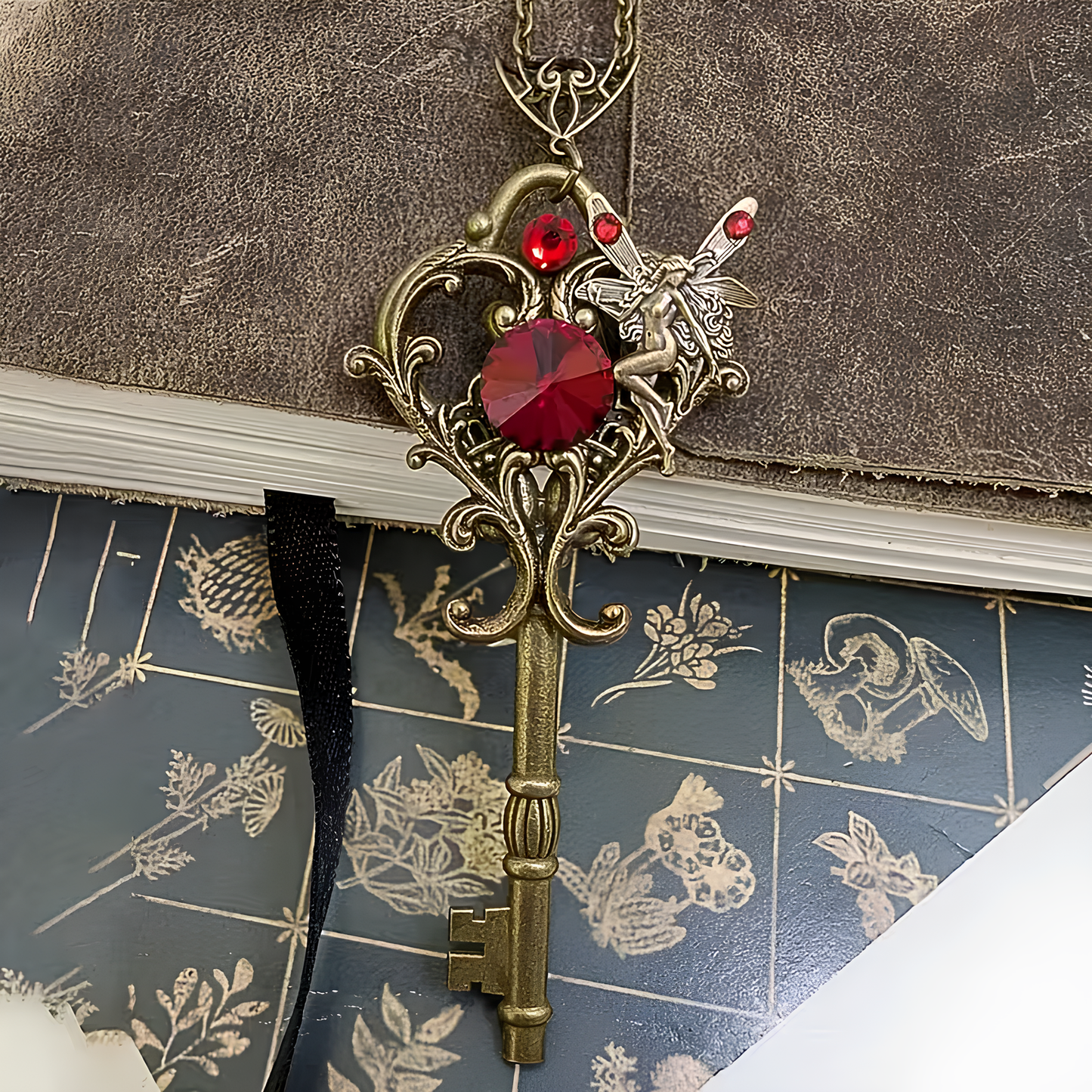 Lilith’s Crimson Heart Key Necklace