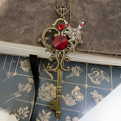 Lilith’s Crimson Heart Key Necklace