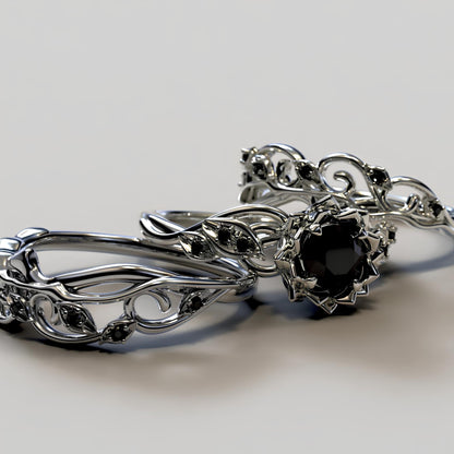 Nocturnal Garden Crown Ring Set