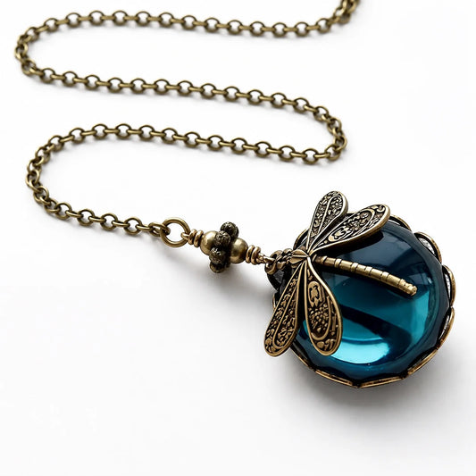 Dragonfly Crystal Drop Necklace studio product photo
