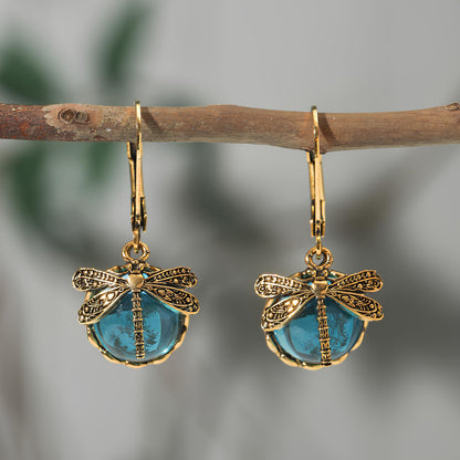 Enchanted Dragonfly Crystal Drop Earrings