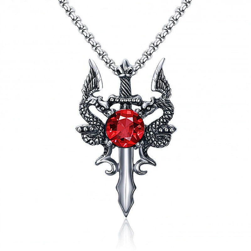 Twin Dragon Blade Necklace