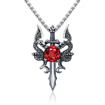Twin Dragon Blade Necklace