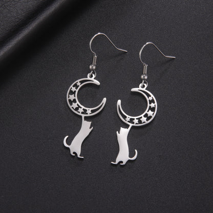 Lunar Whisper Feline Earrings