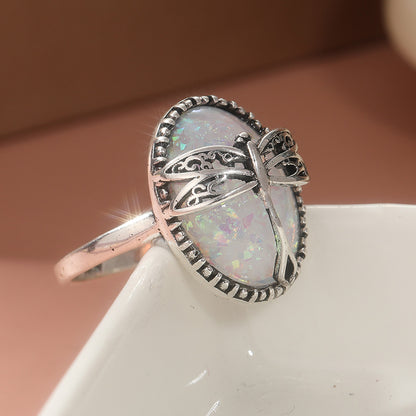 Dragonfly of Light Opal Ring