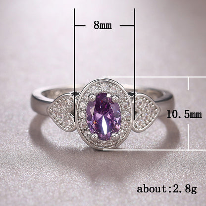 Haloed Amethyst Heart Ring