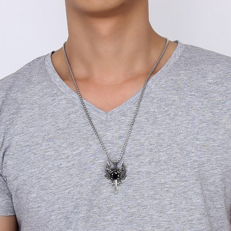 Twin Dragon Blade Necklace