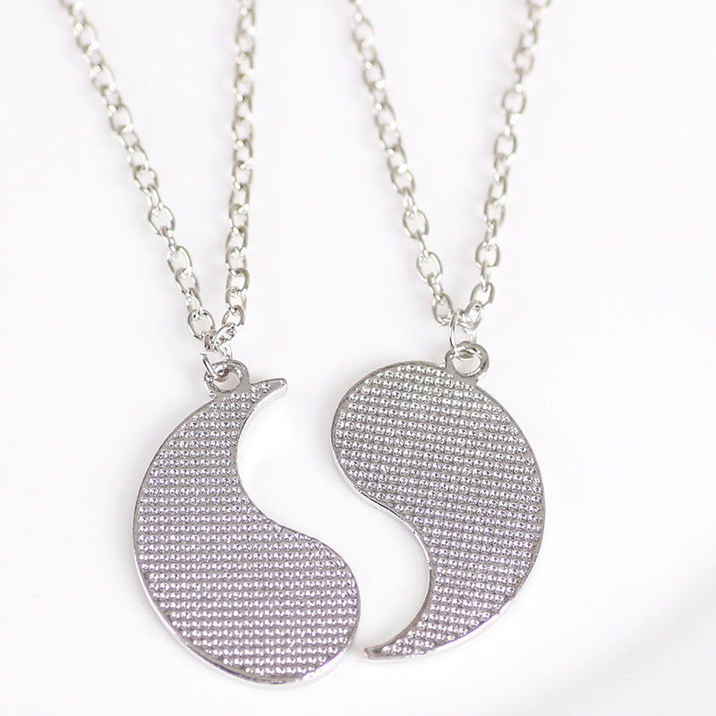 Sun and Moon Yin Yang Couple Magnetic Projection Necklace 925
