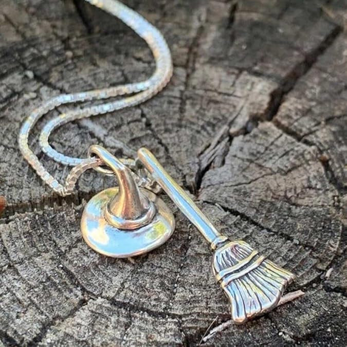 Witch’s Broom & Hat Necklace