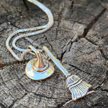 Witch’s Broom & Hat Necklace