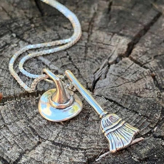 Witch’s Broom & Hat Necklace