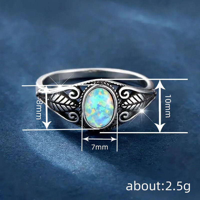 Verdant Opal Leaf Ring
