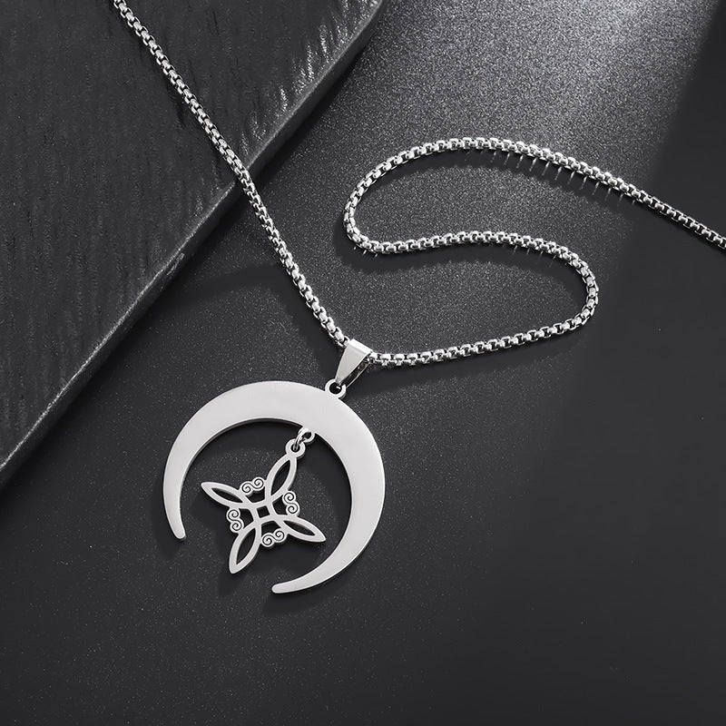 Witches Knot Crescent Moon Necklace