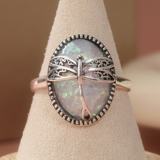 Dragonfly of Light Opal Ring