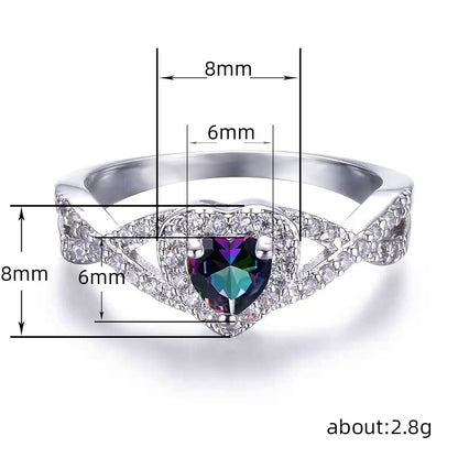 Rainbow Topaz Love Ring