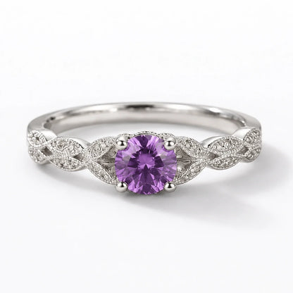 Enchanted Leaf Crystal Ring Purple studio product photo