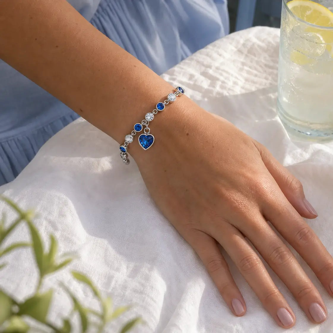 Blue Heart Charm Bracelet
