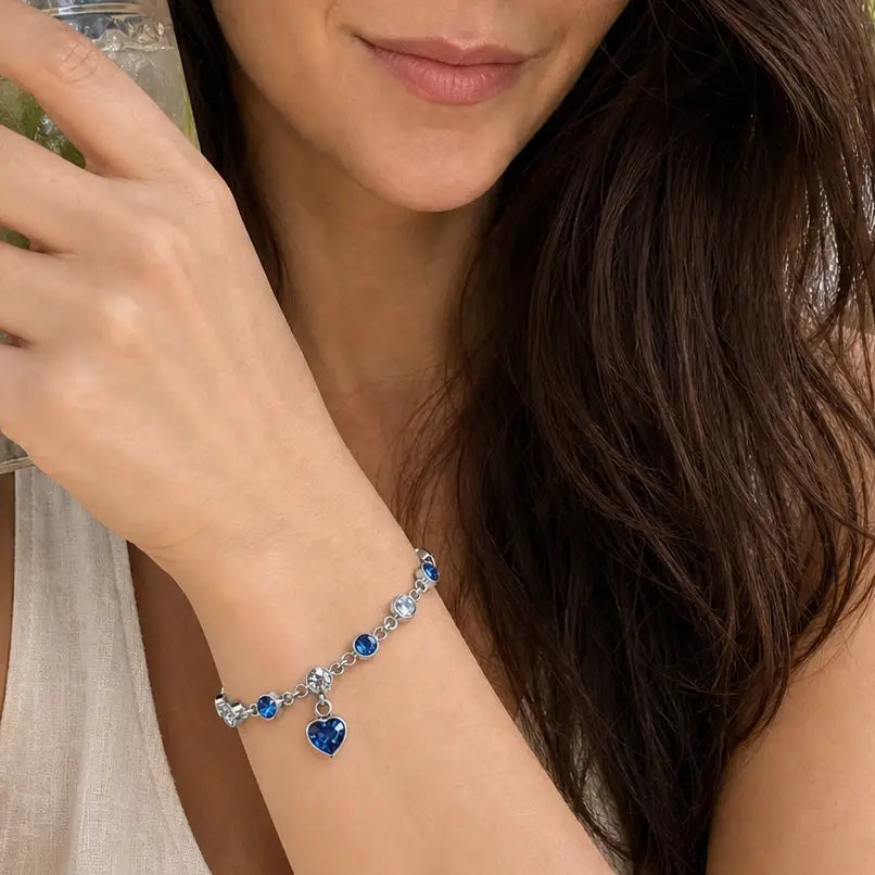 Blue Heart Charm Bracelet