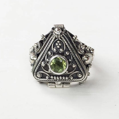 Sacred Triangle Herb Locket Ring