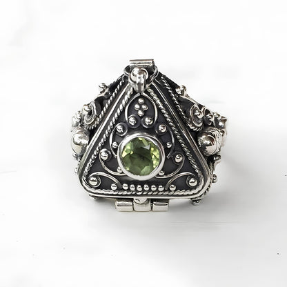 Sacred Triangle Herb Locket Ring