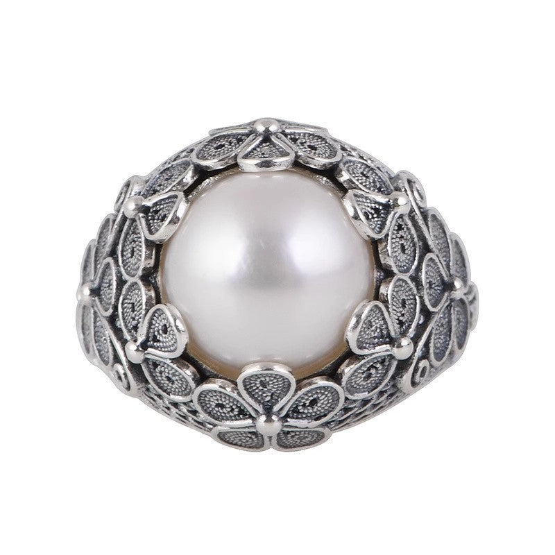 Sacred Pearl Flower Ring