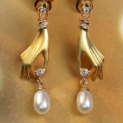 Hand of the Goddess Pearl Earrings